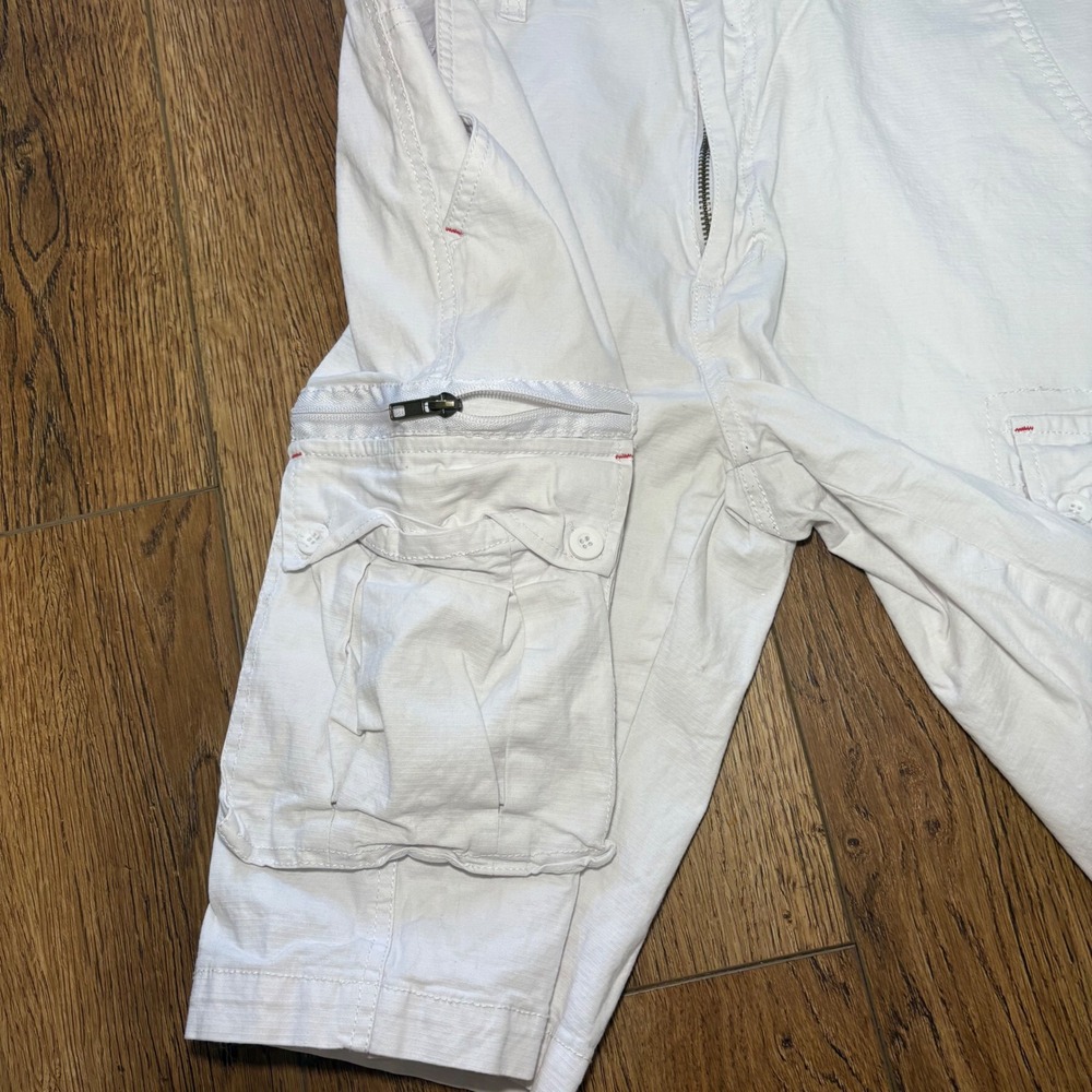 Beverly Hills Polo Club White Cargo Shorts Mens 34 Stretch Cotton Utility Baggy - Picture 8 of 11